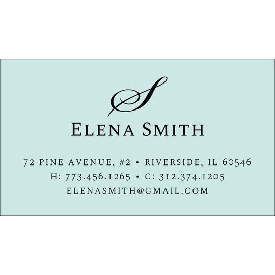 Script Initial Business Cards - Raised Ink